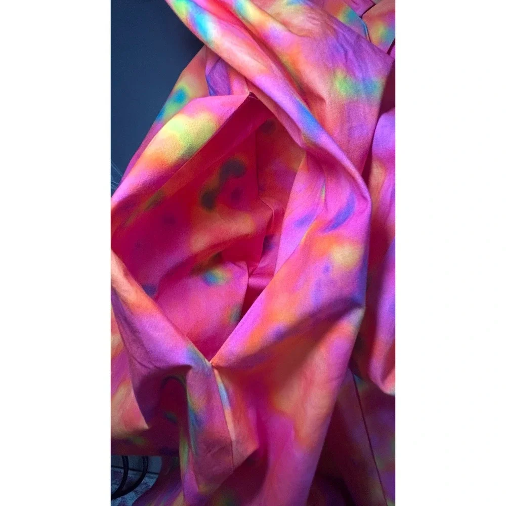 AMUR Camreigh Flower Mini Dress Size 2 Pink Watercolor Wedding Guest Colorful - Picture 6 of 8